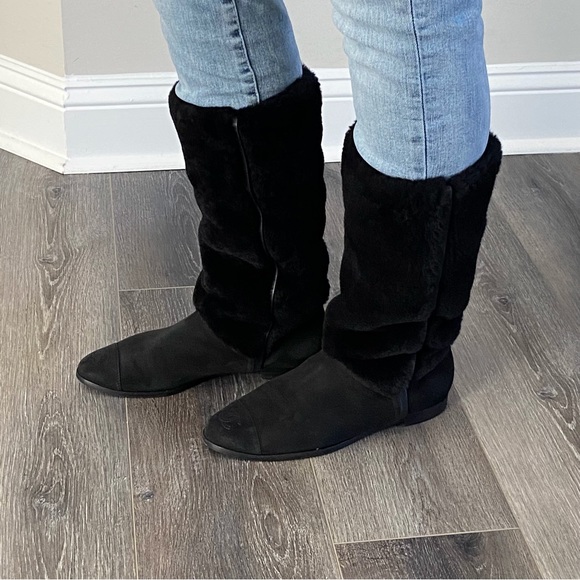 Chanel Vintage Shearling and Suede Boots - Picture 1 of 11